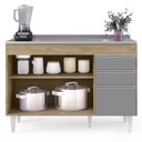Ver imagem 5 de Balcão Gabinete com Pia Inox 120cm Michigan Castanho-cinza - Lumil