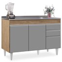 Ver imagem 4 de Balcão Gabinete com Pia Inox 120cm Michigan Castanho-cinza - Lumil