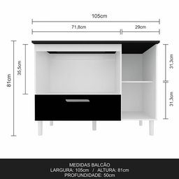Balcão para Cooktop Mila 1 Pt 1 Gav Móveis Arapongas - 4