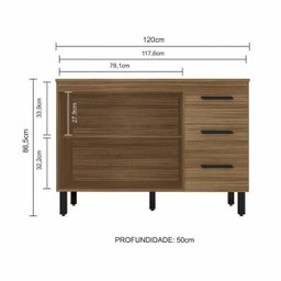 Balcão para Pia Elaine 2 Portas 3 Gavetas Boreal - Móveis Arapongas Boreal - 3 Balcão para Pia Elaine 2 Portas 3 Gavetas Boreal - Móveis Arapongas Boreal - 3