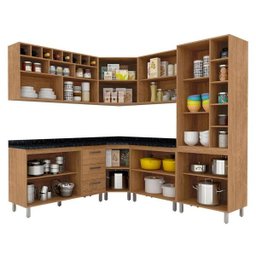 Cozinha Modulada Amabile 7 Peças Carvalho/ Preto - Móveis Arapongas Carvalho Americano/preto - 2