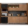 Cozinha Modulada Rayssa 5 Peças Carvalho/ Preto - Móveis Arapongas Carvalho Americano/preto Fosco - 1