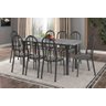Conjunto Mesa Duma Mármore Pés de Ferro + 8 Cadeira Estofada:Preto - 1