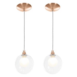 kit 2 Lustres Pendentes Harmony Bolinha New Cobre