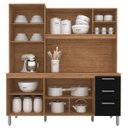Ver imagem 2 de Armário Kit de Cozinha 5 Portas Leda Plus Carv/ Preto - Móveis Arapongas Carvalho/preto Fosco