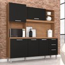 Ver imagem 1 de Armário Kit de Cozinha 5 Portas Leda Plus Carv/ Preto - Móveis Arapongas Carvalho/preto Fosco