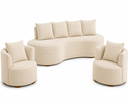 Ver imagem 1 de Kit Sofá Orgânico 210 cm 2 Poltronas Orgânico Bouclê Bege Premium Belufan Mvs