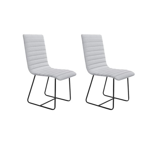 Conjunto 2 Cadeiras Cristal Sala de Jantar em Linho Cinza e Metal Preto