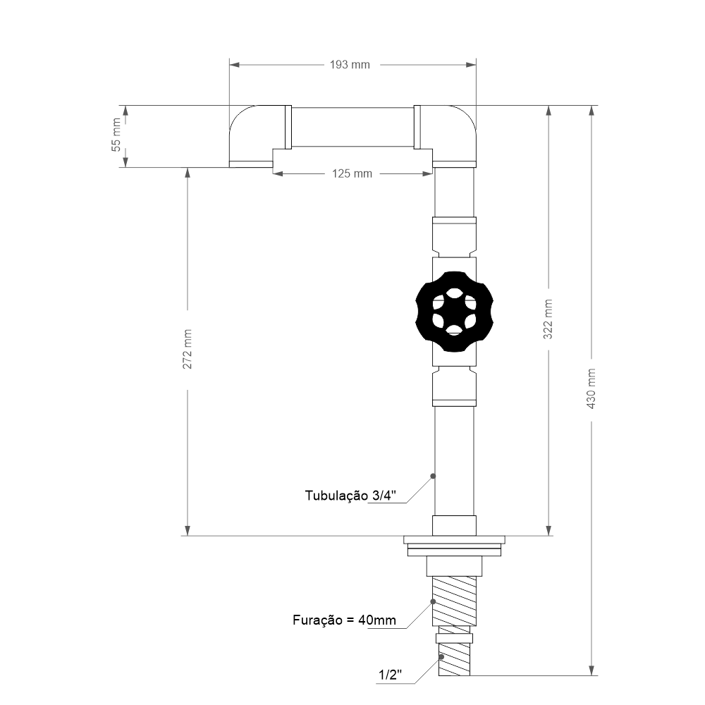 Torneira Design Industrial Clássica Luxo PVC 3/4" - Madareli - Branco - 4
