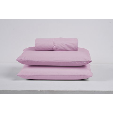 Kit Roupa de Cama Solteiro Percal 200 Fios 100% Algodão com Elástico e Fronha 2 Peças:rosa