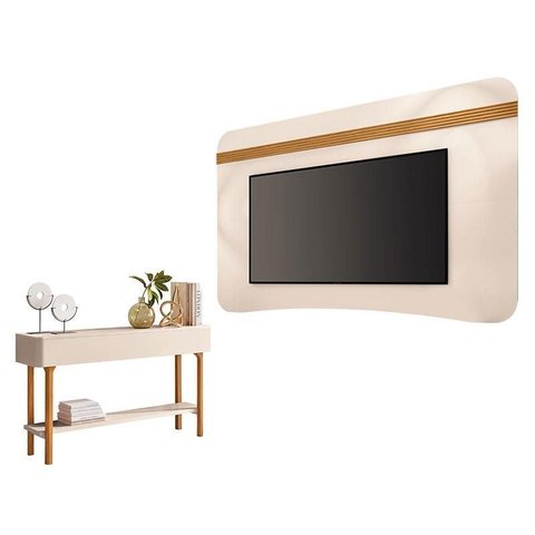 Painel Suspenso Armony Off White Cinamomo com Aparador Fiero Off White - Hb Móveis
