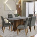 Ver imagem 1 de Conjunto Sala de Jantar Mesa Tampo de Madeira 6 Cadeiras Rustic/cinza/silver Britney Madesa