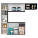 Ver imagem 2 de Armário de Cozinha 4 Peças Diana Preto - Móveis Arapongas Preto Fosco