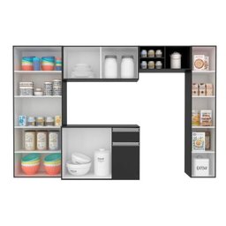 Armário de Cozinha 5 Peças Liris Preto - Móveis Arapongas Preto Fosco - 2
