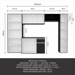 Armário de Cozinha 5 Peças Liris Preto - Móveis Arapongas Preto Fosco - 3