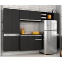 Ver imagem 1 de Armário de Cozinha 5 Peças Liris Preto - Móveis Arapongas Preto Fosco