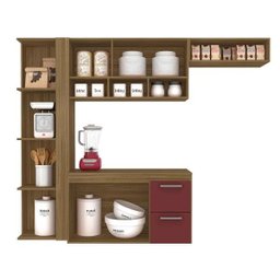 Armário de Cozinha Galicia 4 Pçs 3 Portas Bore/vinh - Móveis Arapongas Boreal/vinho - 2