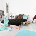 Ver mais imagens de Futon Casal Tokio Sofa Cama Preto com Madeira Maciça
