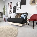 Ver imagem 6 de Futon Casal Tokio Sofa Cama Preto com Madeira Maciça