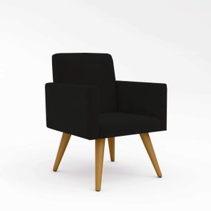 Poltrona Decorativa - Escritório - Recepção - Sala de Estar Cor:Preto