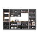Ver imagem 4 de Cozinha Modulada 6 Peças Torre Quente Cristaleira 2 Balcão com Tampo e 2 Aéreos 100% MDF com Vidro e Rodapé Bari Cinza/Titanio Fosco