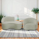 Ver imagem 1 de Kit Divã Recamier Orgânico Marrocos 150cm Lado Direito e 1 Poltronas Amore Bouclé