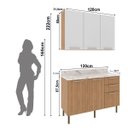 Ver imagem 6 de Armário de Cozinha Compacta Balcão com Tampo Freijó Branco 3 Peças Cz3100