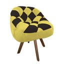Ver imagem 2 de Poltrona Paloma Escritório Sala Giratória Madeira Suede Amarelo e Suede Marrom - Dominic Decor