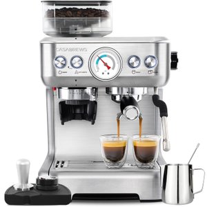 Casabrews Máquina de Espresso com Moedor e Vaporizador de Leite (prata)