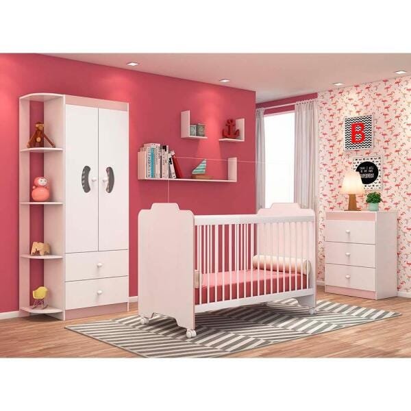 Dormitório Infantil Woody Branco/Rosê - Moveis Arapongas Branco/Rosê ...