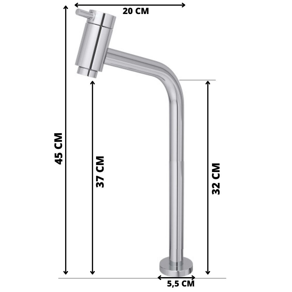 Torneira Para Banheiro Lavatório Mesa Bica Alta 45° Graus - 3