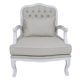 Kit 2 Poltronas Clássica King Entalhada Capitonê Branco Provençal e Linho Bege Soberati Poltrona Clá - 3