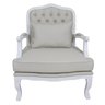 Kit 2 Poltronas Clássica King Entalhada Capitonê Branco Provençal e Linho Bege Soberati Poltrona Clá - 3