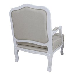 Kit 2 Poltronas Clássica King Entalhada Capitonê Branco Provençal e Linho Bege Soberati Poltrona Clá - 4