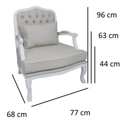 Kit 2 Poltronas Clássica King Entalhada Capitonê Branco Provençal e Linho Bege Soberati Poltrona Clá - 5