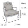Kit 2 Poltronas Clássica King Entalhada Capitonê Branco Provençal e Linho Bege Soberati Poltrona Clá - 5