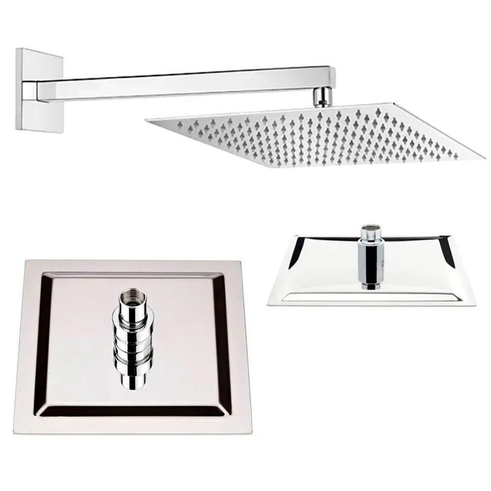 Chuveiro Slim Quadrado Inox Kit 43 Uni Banheiro Ducha Banho Box - 1
