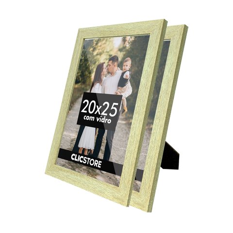 Kit 2 Porta Retrato 20x25 com Vidro Quadro Gravata Imagem Decoração Aparador:carvalho