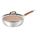 Ver imagem 1 de Frigideira Funda Tampa Tramontina Romagna Aço Inox Alumínio Cerâmico Marfim 24 Cm 3,1 L