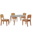 Ver imagem 2 de Mesa de Jantar Copper 120cm Tampo Canto Copo Mdf Vidro com 4 Cadeiras Copper Premium Moderna Mobília