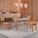 Ver imagem 1 de Mesa de Jantar Copper 120cm Tampo Canto Copo Mdf Vidro com 4 Cadeiras Copper Premium Moderna Mobília
