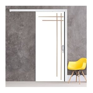 Porta de Correr Frisada CM-05 Branca Kit de Madeira C/ Fechadura 210x82
