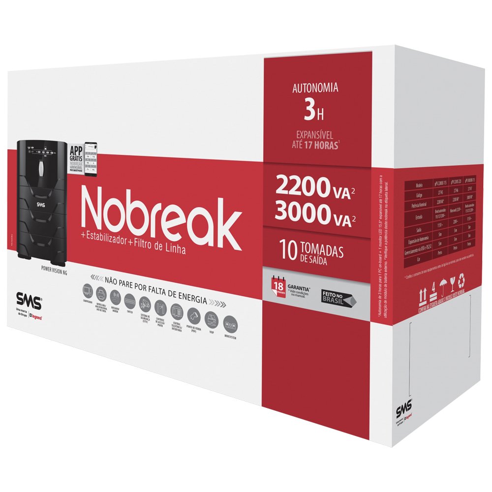 Nobreak 2200Va Mono SMS Power Vision II - 3