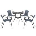 Ver imagem 1 de Jogo 4 Cadeiras Corda Nautica Floripa e Mesa Tampo Ripado Aluminio Roma 80 M Varanda Jardim Area Pi