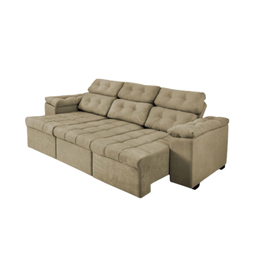 Sofá Itália 2,50 M Retrátil Reclinável Suede Castor – Sofá na Web - 2