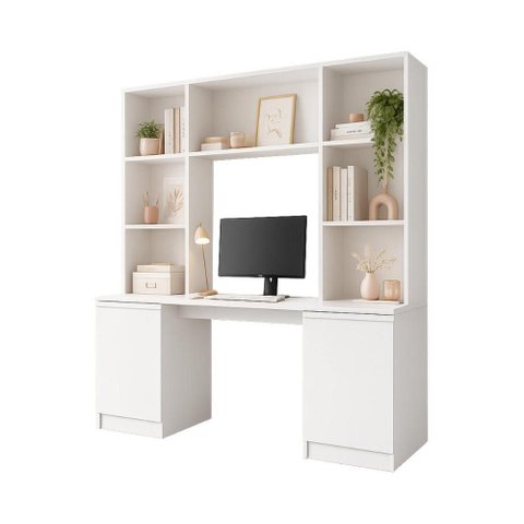 Mesa para Computador e Escritório Smart Multimóveis 2 Portas 5 Prateleiras Home Office MP6104