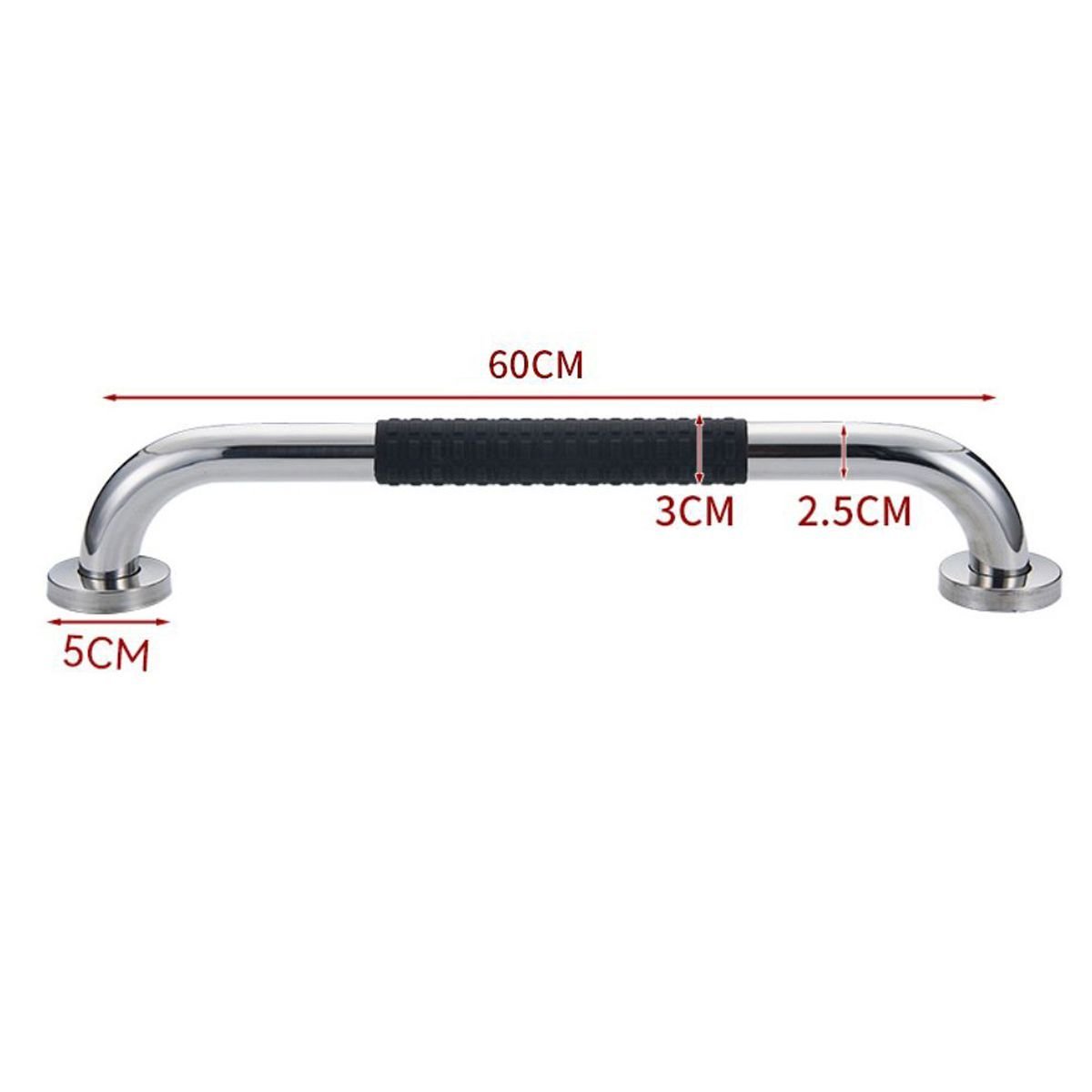 Barra de Apoio Inox 60cm Suporte Antiderrapante Banheiro Box Kit 3 Unidades Idoso Criança Gestante C - 4