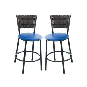 Kit 2 Banquetas Baixa de Cozinha Encosto Junco