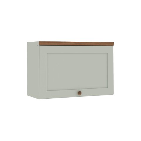 Armário Aéreo Porta Basculante 70cm P/ Cozinha Modulada Mdf Cor:mint com Ébano