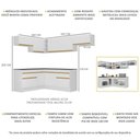 Ver imagem 4 de Armário de Cozinha Completa de Canto com Rodapé Veneza Multimóveis V2104 Branco/Dourado